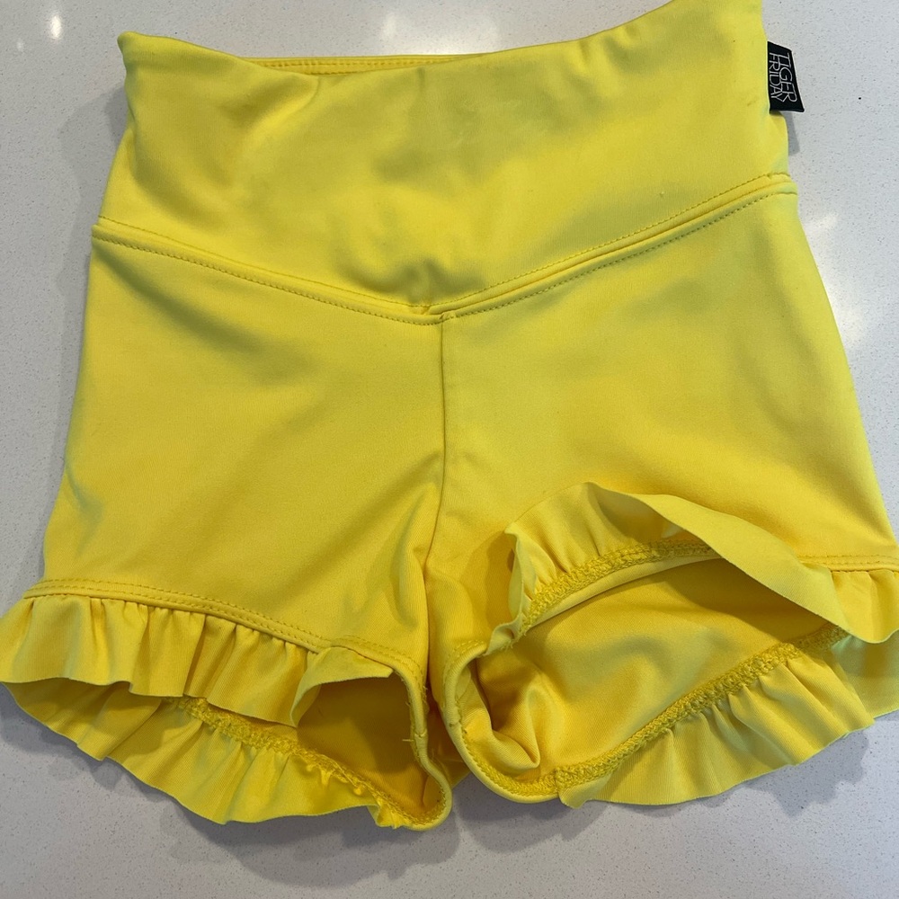 Yellow Ruffled Kids Shorts